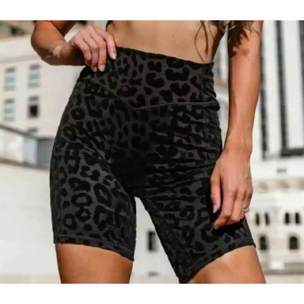 Balance Athletica Black Leopard Print Bike Shorts